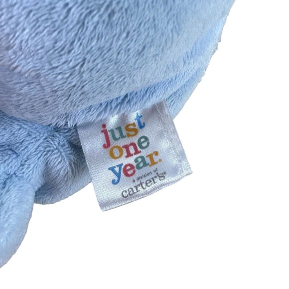 Carter's Just One Year Blue Teddy Bear Rattle Sweet Baby Boy Plush Toy 9" - Picture 3 of 9